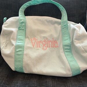 Mint Green and White Little Girls Overnight Bag